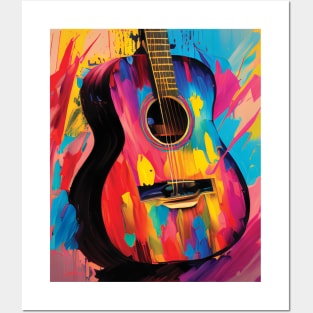 Acoustic Guitar Portrait Modern Oil Painting Style Digital Art Posters and Art